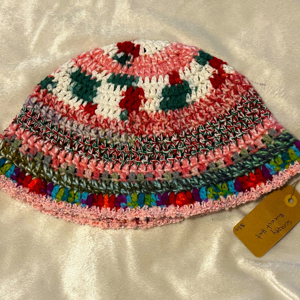Handmade crochet scrappy bucket hat